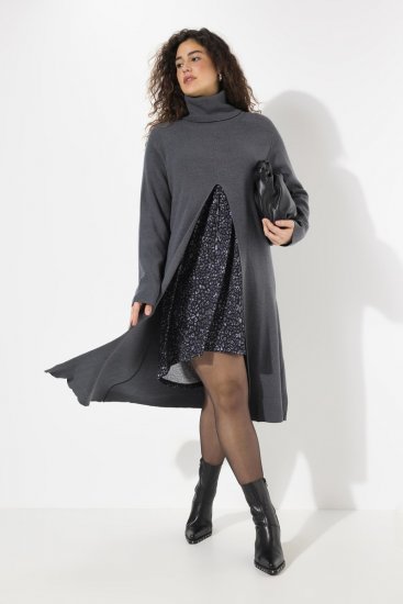 Ulla Popken Long Turtleneck Duster Sweater Graphite Grey - Felpe & felpe con cappuccio - Felpe, Hoodie e Maglieria Calda