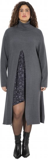 Ulla Popken Long Turtleneck Duster Sweater Graphite Grey - Felpe & felpe con cappuccio - 
