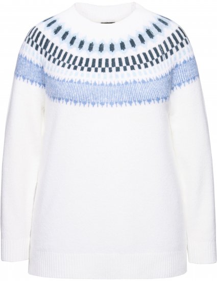 Ulla Popken Norwegian-Inspired Long Sleeve Knit Sweater Snow White - Felpe & felpe con cappuccio - Felpe, Hoodie e Maglieria Calda