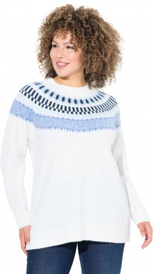 Ulla Popken Norwegian-Inspired Long Sleeve Knit Sweater Snow White - Felpe & felpe con cappuccio - Felpe, Hoodie e Maglieria Calda