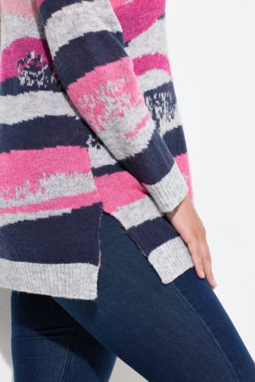 Ulla Popken Landscape Stripe Sweater Light Grey Melange - Felpe & felpe con cappuccio - Felpe, Hoodie e Maglieria Calda