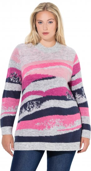 Ulla Popken Landscape Stripe Sweater Light Grey Melange - Felpe & felpe con cappuccio - 