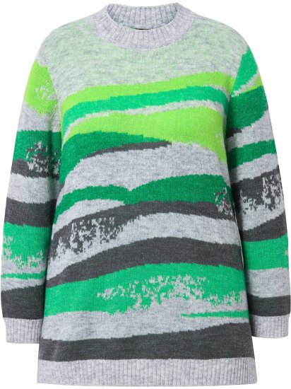 Ulla Popken Landscape Stripe Sweater Moss Green - Felpe & felpe con cappuccio - 