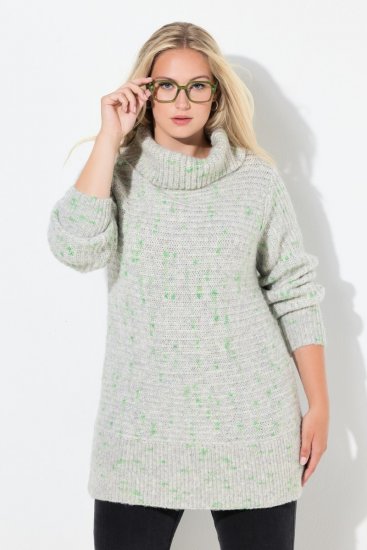 Ulla Popken Space Yarn Oversized Turtleneck Sweater Light Grey Melange - Felpe & felpe con cappuccio - Felpe, Hoodie e Maglieria Calda