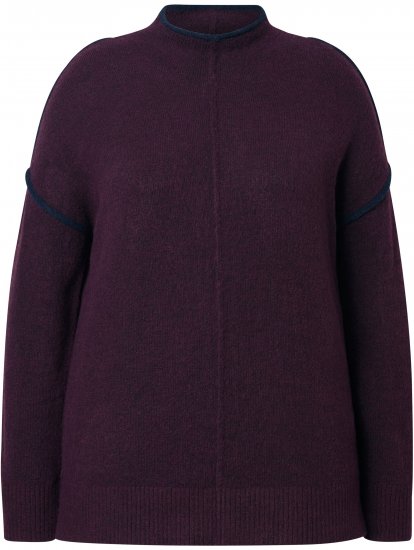 Ulla Popken Contrast Trim Long Sleeve Sweater Dark Ruby - Felpe & felpe con cappuccio - 