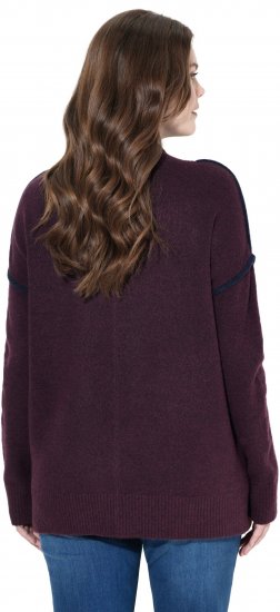 Ulla Popken Contrast Trim Long Sleeve Sweater Dark Ruby - Felpe & felpe con cappuccio - 