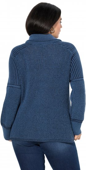 Ulla Popken Two-Tone Mixed Knit Troyer Collar Sweater Navy - Felpe & felpe con cappuccio - Felpe, Hoodie e Maglieria Calda