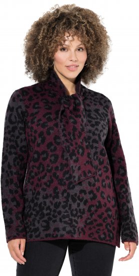 Ulla Popken Leopard Print Scarf Sweater Dark Ruby - Felpe & felpe con cappuccio - Felpe, Hoodie e Maglieria Calda