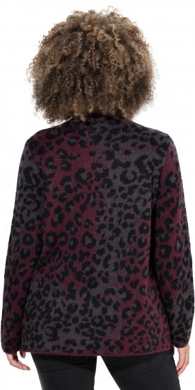 Ulla Popken Leopard Print Scarf Sweater Dark Ruby - Felpe & felpe con cappuccio - Felpe, Hoodie e Maglieria Calda