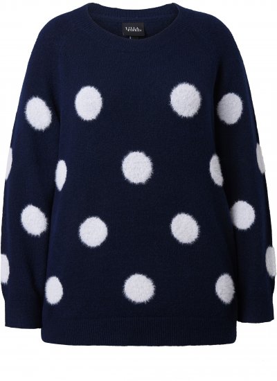 Ulla Popken Fluffy Polka Dot Sweater Ink Blue - Felpe & felpe con cappuccio - 
