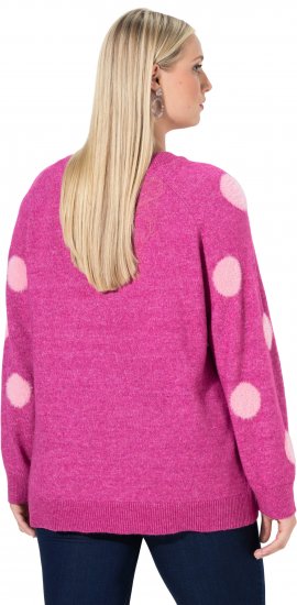 Ulla Popken Fluffy Polka Dot Sweater Summer Berry - Ulla Popken - 