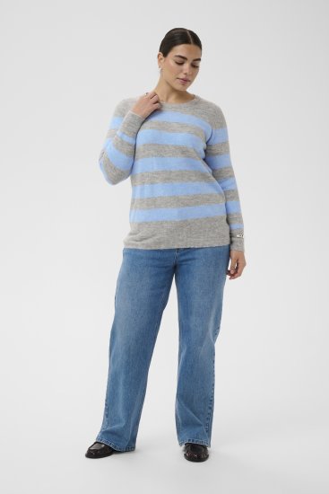 Kaffe Curve Niela Maglione a righe Grigio chiaro/Blu - Pullover e cardigan - 