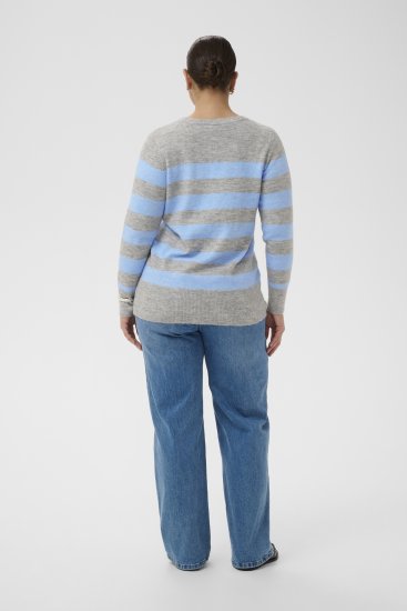 Kaffe Curve Niela Maglione a righe Grigio chiaro/Blu - Pullover e cardigan - 
