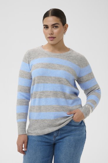 Kaffe Curve Niela Maglione a righe Grigio chiaro/Blu - Pullover e cardigan - 