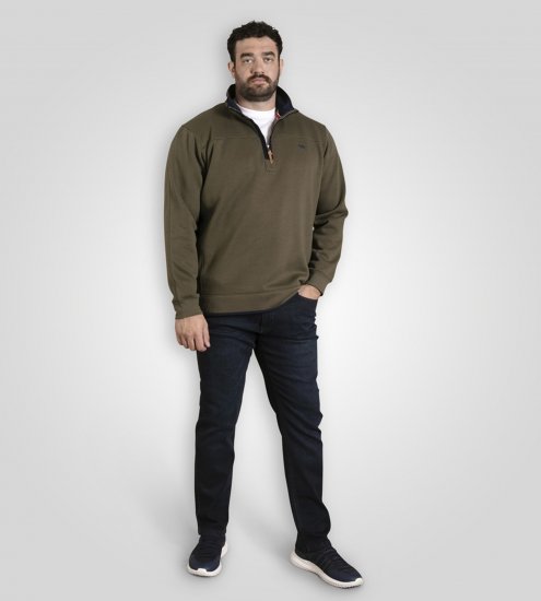 D555 Leicester 2 Quarter Neck Fleece Sweatshirt Khaki - Felpe & felpe con cappuccio - Felpe & Felpe con Cappuccio Uomo Taglie Forti