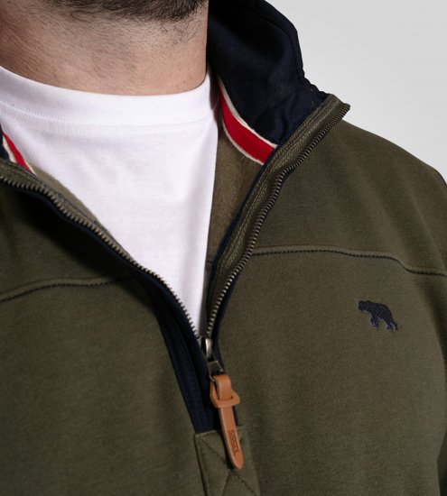 D555 Leicester 2 Quarter Neck Fleece Sweatshirt Khaki - Felpe & felpe con cappuccio - Felpe & Felpe con Cappuccio Uomo Taglie Forti