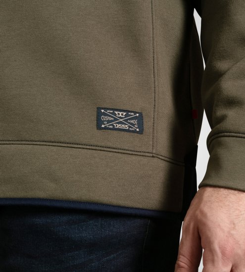D555 Leicester 2 Quarter Neck Fleece Sweatshirt Khaki - Felpe & felpe con cappuccio - Felpe & Felpe con Cappuccio Uomo Taglie Forti