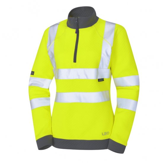 Leo Elberry EcoViz Women's 1/4 Zip Sweatshirt Yellow - Abbigliamento da lavoro - 