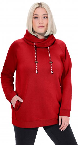 Ulla Popken Drawstring Collar Long Sleeve Sweatshirt Salsa Red - Felpe & felpe con cappuccio - 