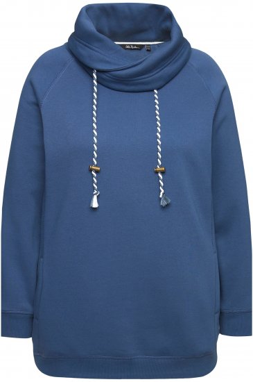 Ulla Popken Drawstring Collar Long Sleeve Sweatshirt Ink Blue - Felpe & felpe con cappuccio - 