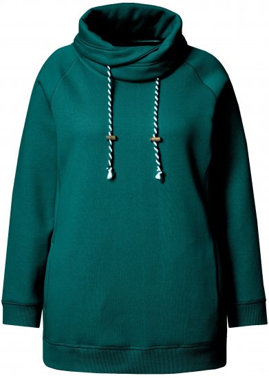 Ulla Popken Drawstring Collar Long Sleeve Sweatshirt Teal Green - Felpe & felpe con cappuccio - Felpe, Hoodie e Maglieria Calda
