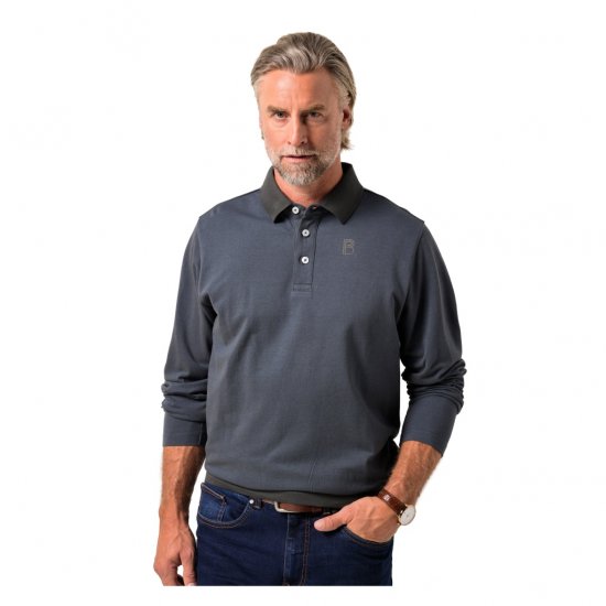 Boston Park Polo Shirt Long Sleeve Pique Grey - Polo - Polo Uomo Taglie Forti
