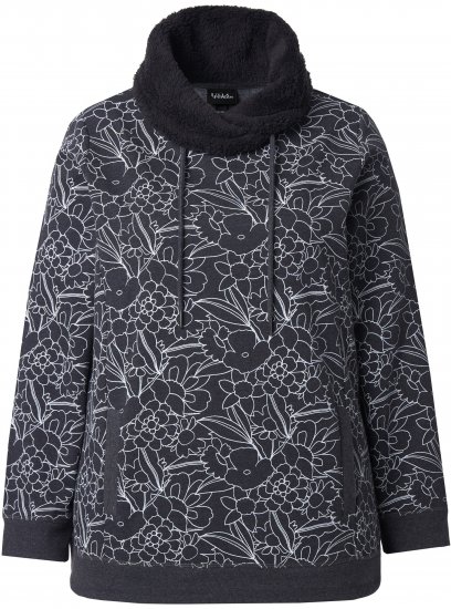 Ulla Popken Teddy Collar Printed Sweatshirt Black - Felpe & felpe con cappuccio - Felpe, Hoodie e Maglieria Calda