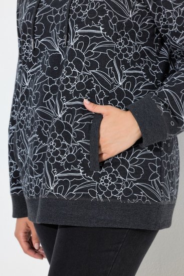Ulla Popken Teddy Collar Printed Sweatshirt Black - Felpe & felpe con cappuccio - Felpe, Hoodie e Maglieria Calda
