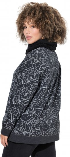 Ulla Popken Teddy Collar Printed Sweatshirt Black - Felpe & felpe con cappuccio - Felpe, Hoodie e Maglieria Calda