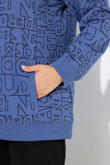 Ulla Popken Teddy Collar Printed Sweatshirt Atlantic Blue - Felpe & felpe con cappuccio - Felpe, Hoodie e Maglieria Calda