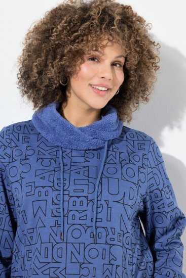 Ulla Popken Teddy Collar Printed Sweatshirt Atlantic Blue - Felpe & felpe con cappuccio - Felpe, Hoodie e Maglieria Calda