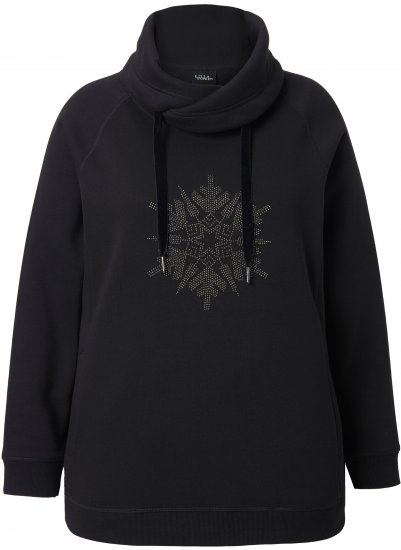Ulla Popken Rhinestone Snowflake Turtleneck Sweatshirt Black - Felpe & felpe con cappuccio - Felpe, Hoodie e Maglieria Calda