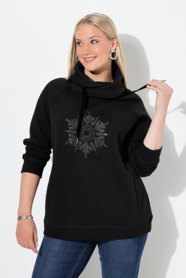 Ulla Popken Rhinestone Snowflake Turtleneck Sweatshirt Black - Felpe & felpe con cappuccio - Felpe, Hoodie e Maglieria Calda