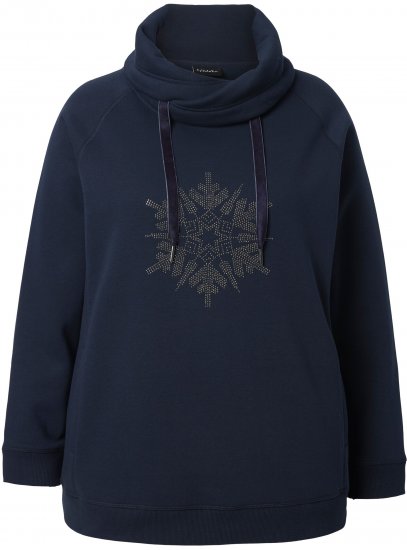 Ulla Popken Rhinestone Snowflake Turtleneck Sweatshirt Navy - Felpe & felpe con cappuccio - 