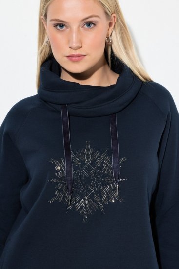 Ulla Popken Rhinestone Snowflake Turtleneck Sweatshirt Navy - Felpe & felpe con cappuccio - Felpe, Hoodie e Maglieria Calda