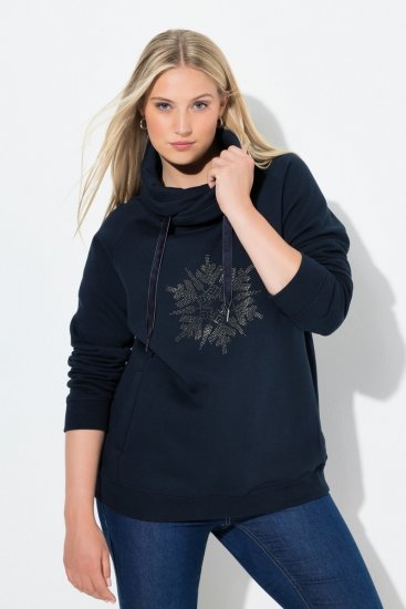 Ulla Popken Rhinestone Snowflake Turtleneck Sweatshirt Navy - Felpe & felpe con cappuccio - Felpe, Hoodie e Maglieria Calda