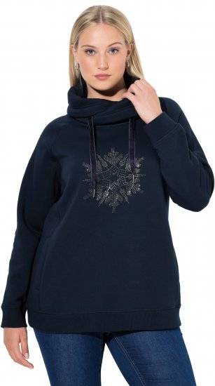 Ulla Popken Rhinestone Snowflake Turtleneck Sweatshirt Navy - Felpe & felpe con cappuccio - 