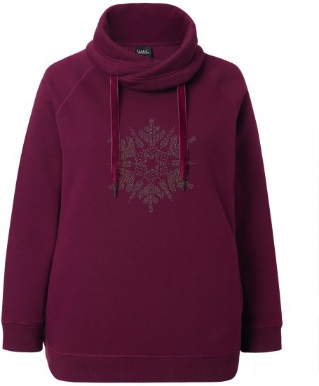 Ulla Popken Rhinestone Snowflake Turtleneck Sweatshirt Dark Ruby - Felpe & felpe con cappuccio - 