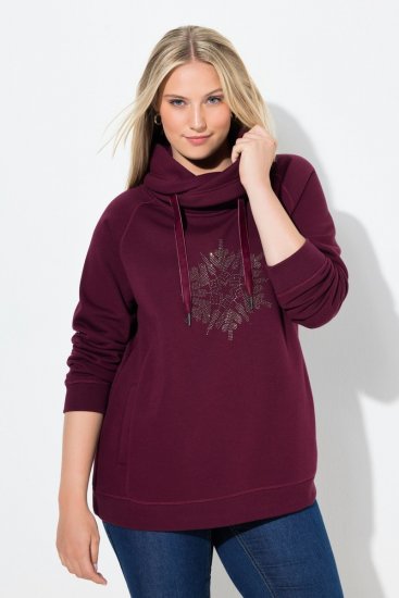 Ulla Popken Rhinestone Snowflake Turtleneck Sweatshirt Dark Ruby - Felpe & felpe con cappuccio - Felpe, Hoodie e Maglieria Calda