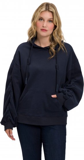 Ulla Popken Gathered Sleeve Oversized Fit Sweatshirt Navy - Felpe & felpe con cappuccio - 