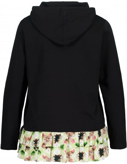 Ulla Popken Ruffle Hem A-line Fit Hooded Sweatshirt Black - Felpe & felpe con cappuccio - 