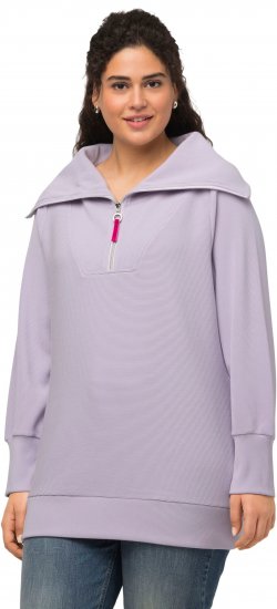 Ulla Popken Long Sleeve Troyer Collar Sweatshirt Pastel Lilac - Felpe & felpe con cappuccio - Felpe, Hoodie e Maglieria Calda