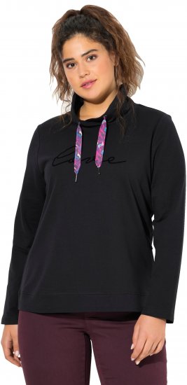 Ulla Popken Stand-Up Collar Long Sleeve Sweatshirt Black - Felpe & felpe con cappuccio - 