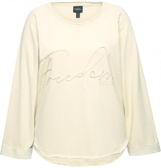 Ulla Popken Embroidered Freedom Rolled Edge Sweatshirt Sand - Felpe & felpe con cappuccio - Felpe, Hoodie e Maglieria Calda