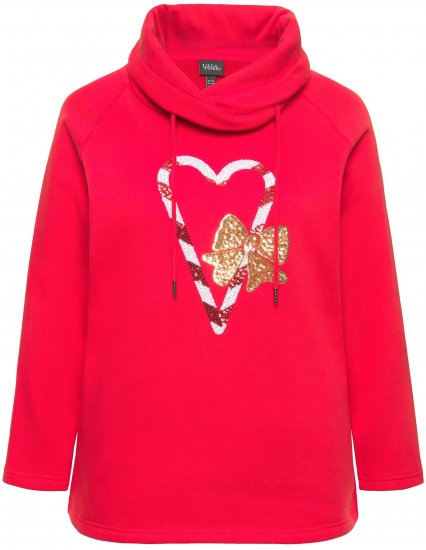 Ulla Popken Sparkling Candy Cane Graphic Sweatshirt Salsa - Felpe & felpe con cappuccio - Felpe, Hoodie e Maglieria Calda