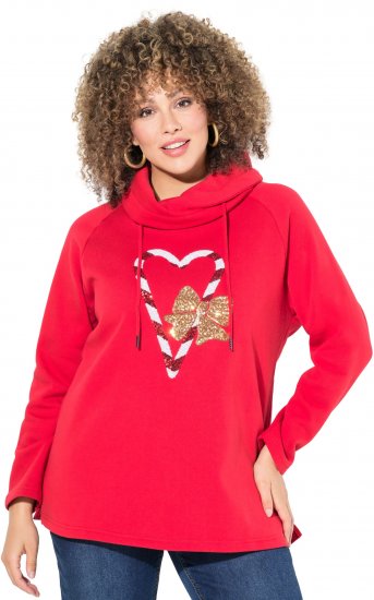 Ulla Popken Sparkling Candy Cane Graphic Sweatshirt Salsa - Felpe & felpe con cappuccio - Felpe, Hoodie e Maglieria Calda