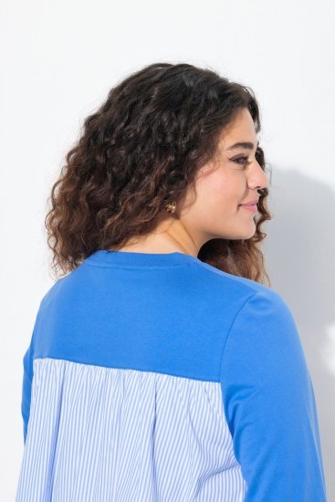 Ulla Popken Pinstripe Gore Long Sleeve Sweatshirt Peacock Blue - Felpe & felpe con cappuccio - Felpe, Hoodie e Maglieria Calda