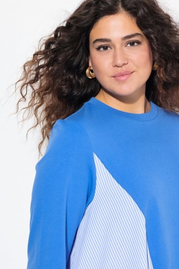 Ulla Popken Pinstripe Gore Long Sleeve Sweatshirt Peacock Blue - Felpe & felpe con cappuccio - Felpe, Hoodie e Maglieria Calda