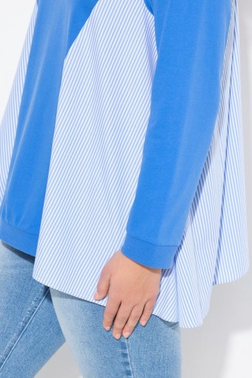 Ulla Popken Pinstripe Gore Long Sleeve Sweatshirt Peacock Blue - Felpe & felpe con cappuccio - Felpe, Hoodie e Maglieria Calda