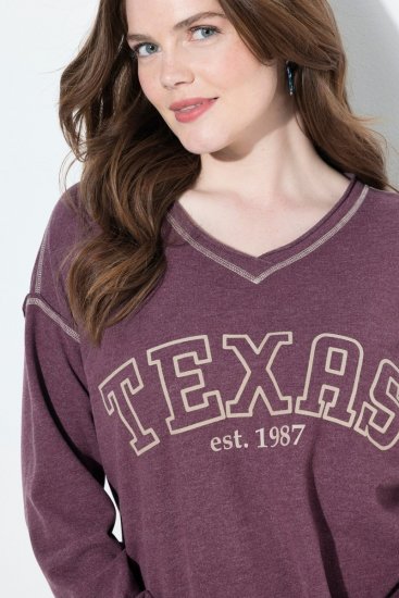 Ulla Popken Texas Contrast Stitching Sweatshirt Dark Ruby - Felpe & felpe con cappuccio - Felpe, Hoodie e Maglieria Calda